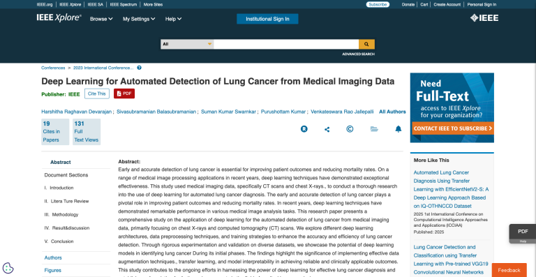 Deep Learning for Automated Detection of Lung Cancer from Medical Imaging Data