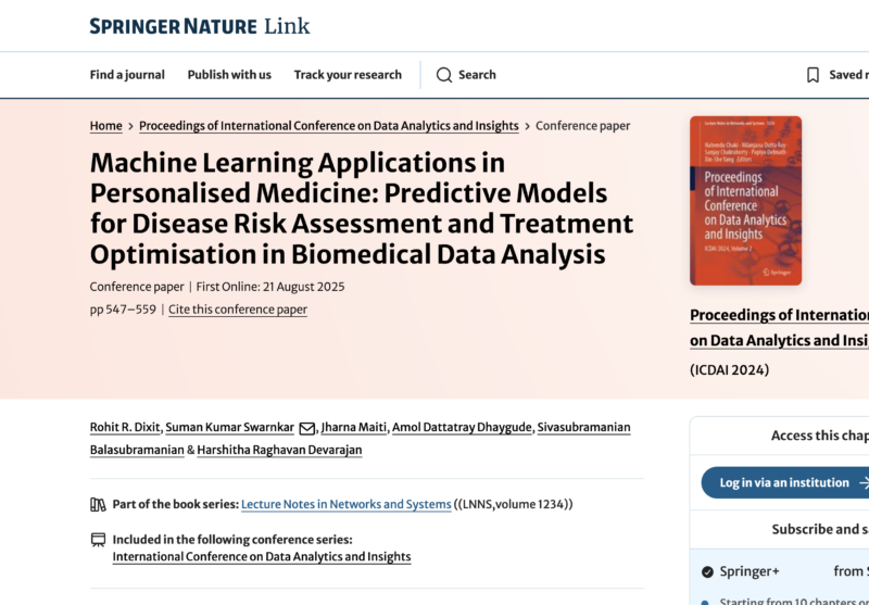 Machine Learning Applications in Personalised Medicine: Predictive Models for Disease Risk Assessment and Treatment Optimisation in Biomedical Data Analysis